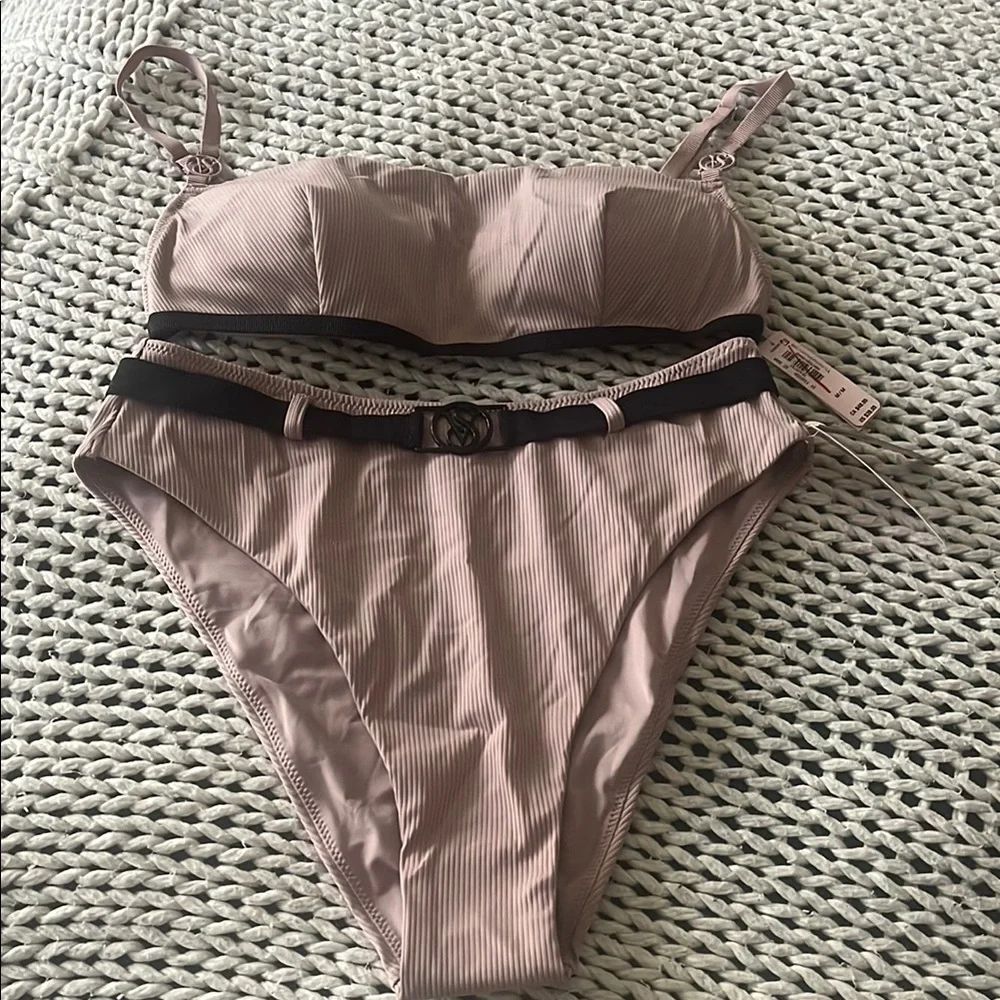 Pink Ribbed Bikini Set - Picture 1 of 6